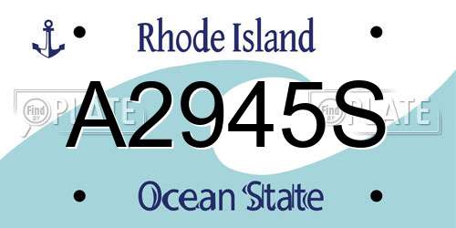 A2945S Rhode Island License Plate