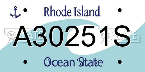 A30251S Rhode Island License Plate