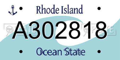 A302818 Rhode Island License Plate