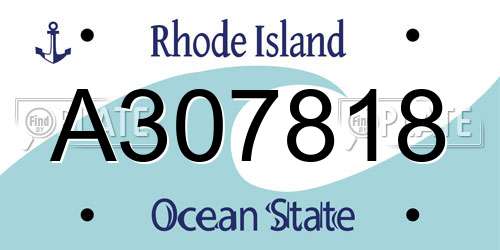 A307818 Rhode Island License Plate