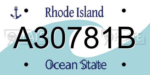 A30781B Rhode Island License Plate