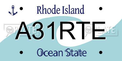 A31RTE Rhode Island License Plate