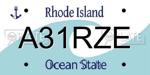 A31RZE Rhode Island License Plate
