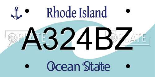 A324BZ Rhode Island License Plate