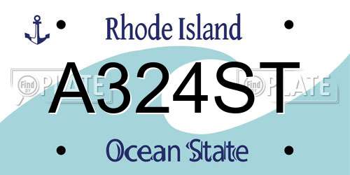 A324ST Rhode Island License Plate
