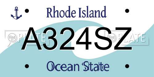 A324SZ Rhode Island License Plate