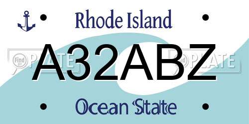 A32ABZ Rhode Island License Plate