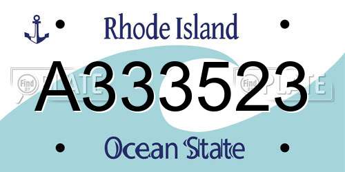 A333523 Rhode Island License Plate