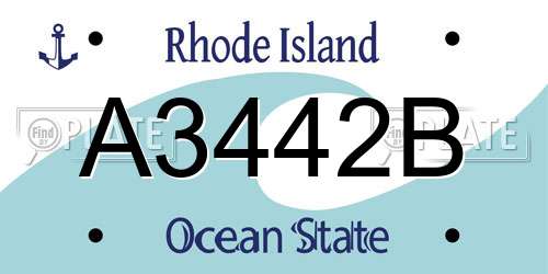 A3442B Rhode Island License Plate