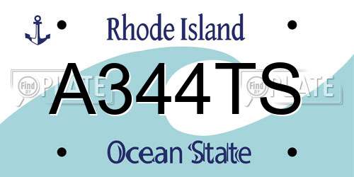 A344TS Rhode Island License Plate