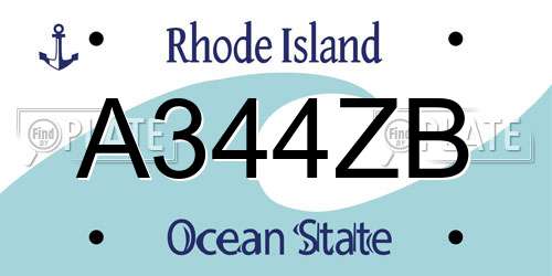 A344ZB Rhode Island License Plate