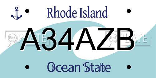 A34AZB Rhode Island License Plate