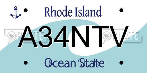 A34NTV Rhode Island License Plate