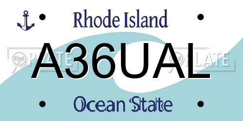 A36UAL Rhode Island License Plate