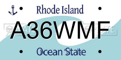 A36WMF Rhode Island License Plate