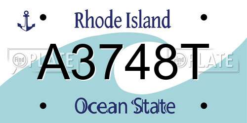 A3748T Rhode Island License Plate
