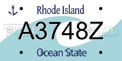 A3748Z Rhode Island License Plate