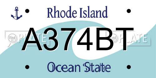 A374BT Rhode Island License Plate