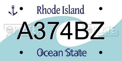 A374BZ Rhode Island License Plate