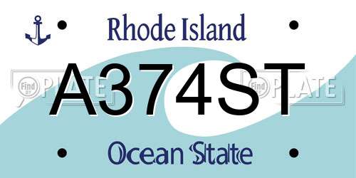 A374ST Rhode Island License Plate