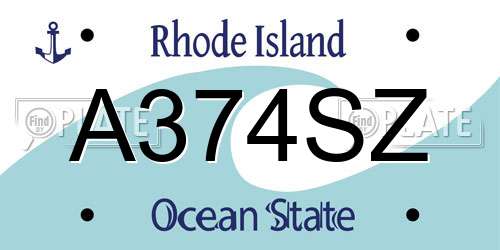 A374SZ Rhode Island License Plate