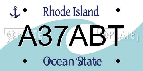 A37ABT Rhode Island License Plate