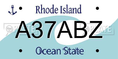 A37ABZ Rhode Island License Plate