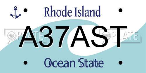 A37AST Rhode Island License Plate