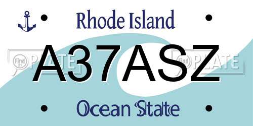 A37ASZ Rhode Island License Plate