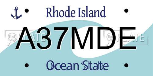 A37MDE Rhode Island License Plate