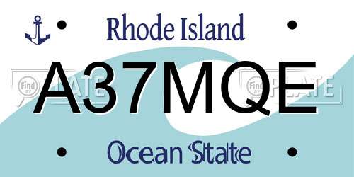A37MQE Rhode Island License Plate
