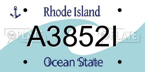 A3852I Rhode Island License Plate