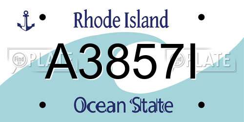 A3857I Rhode Island License Plate