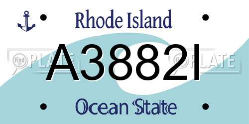 A3882I Rhode Island License Plate