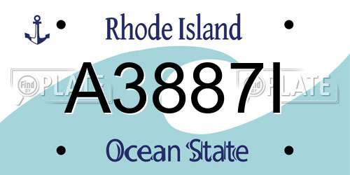 A3887I Rhode Island License Plate