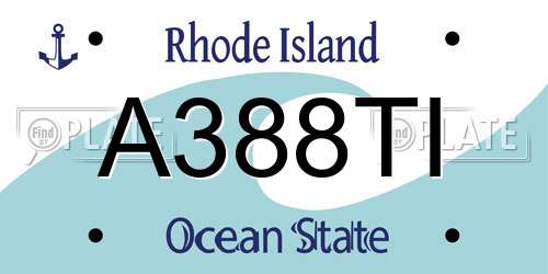 A388TI Rhode Island License Plate