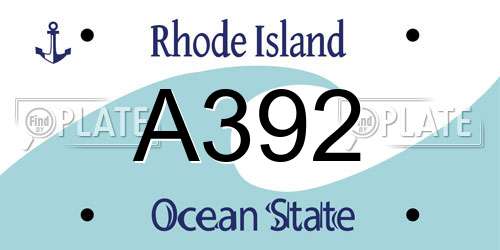 A392 Rhode Island License Plate