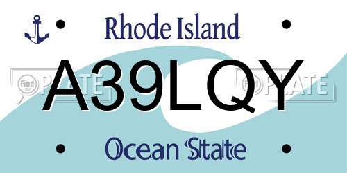 A39LQY Rhode Island License Plate