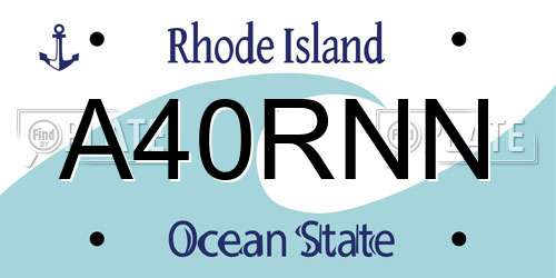 A40RNN Rhode Island License Plate