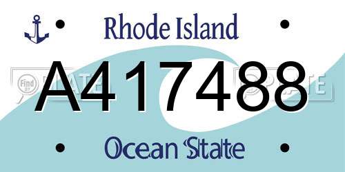 A417488 Rhode Island License Plate