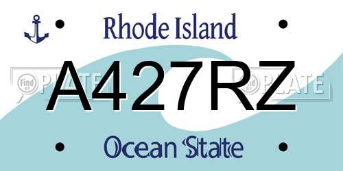 A427RZ Rhode Island License Plate