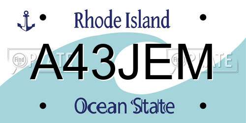A43JEM Rhode Island License Plate
