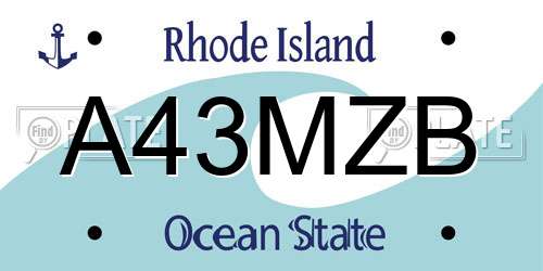 A43MZB Rhode Island License Plate