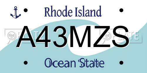 A43MZS Rhode Island License Plate
