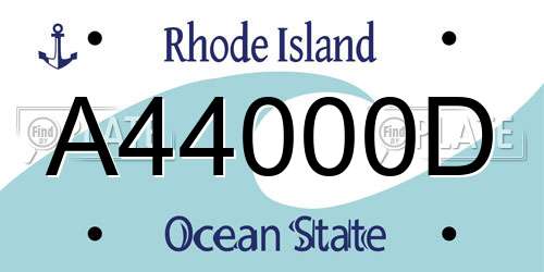 A44000D Rhode Island License Plate