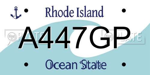 A447GP Rhode Island License Plate