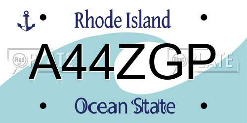 A44ZGP Rhode Island License Plate