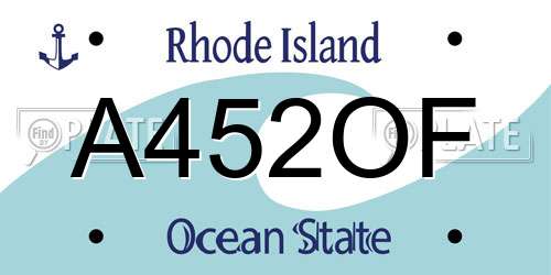A452OF Rhode Island License Plate
