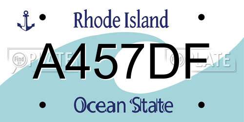 A457DF Rhode Island License Plate