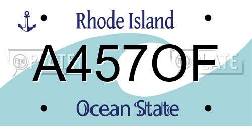 A457OF Rhode Island License Plate